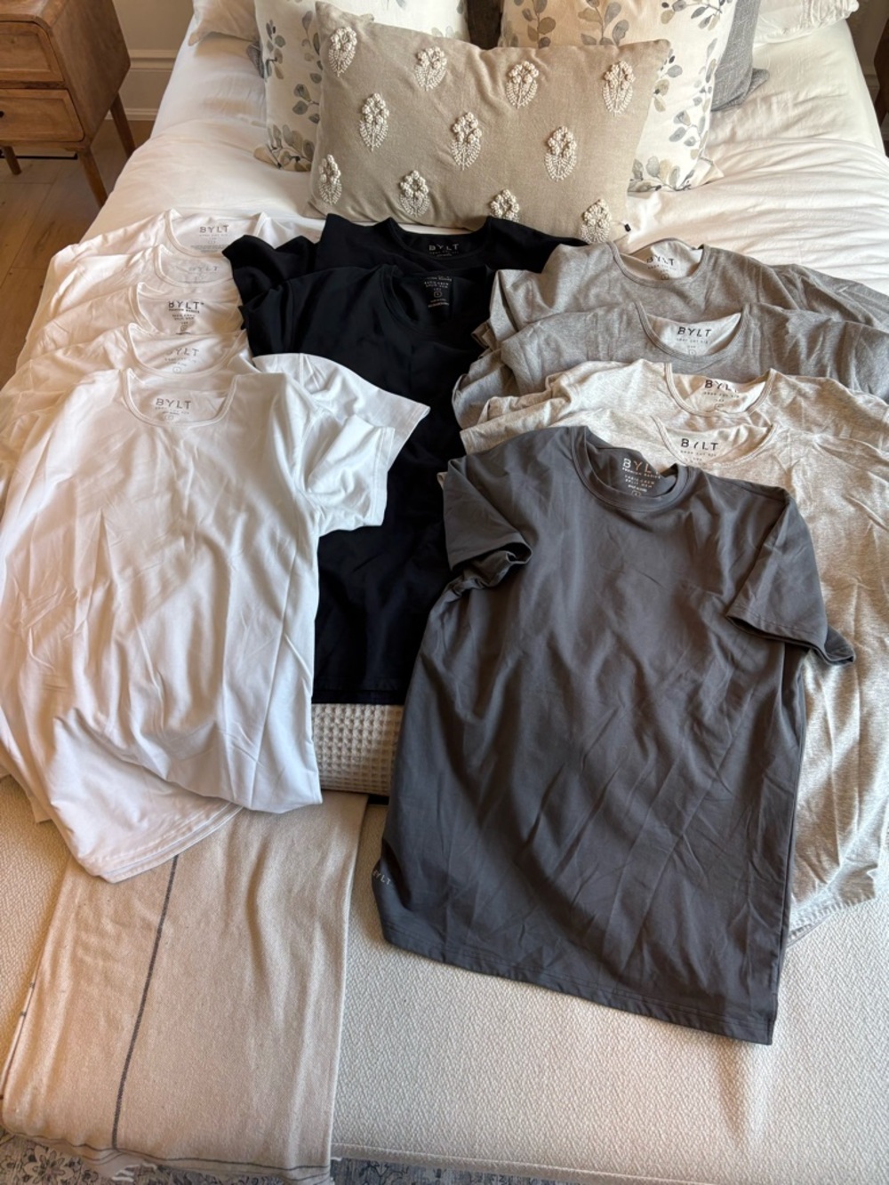 BYLT Basics Short Sleeve Crew Tees — White, Black, Gray, Heather 12 Shirts